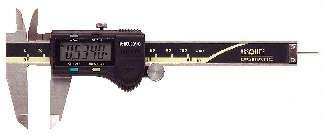 COMPACT 4-WAY DIGITAL CALIPER, 0 IN TO 4 IN/0 TO 10MM RANGE, +/-01 IN ACCURACY, CABLED