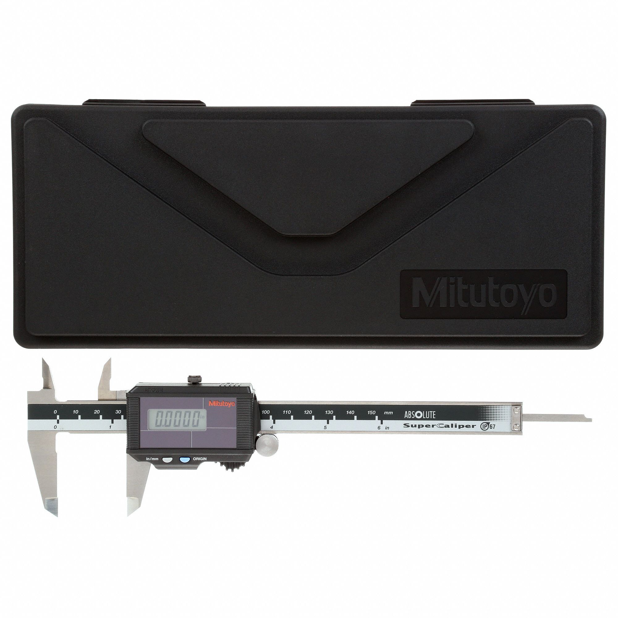 MITUTOYO SolarPowered Digital Calipers, Range 0 in to 6 in, 0 mm to