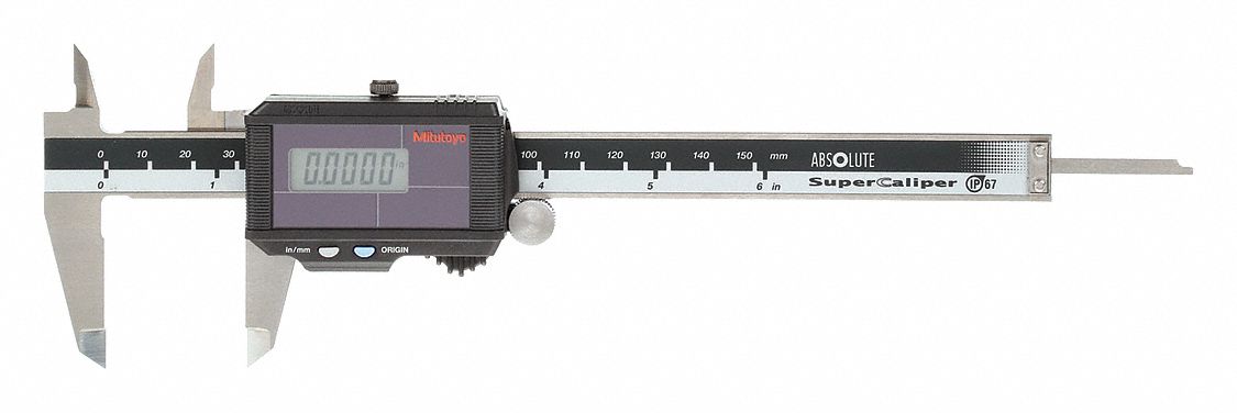 MITUTOYO, 0 in to 6 in/0 to 150 mm, IP67, Solar-Powered
