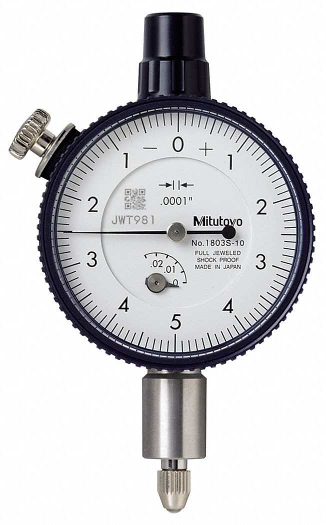 MITUTOYO, 0 in to 0.025 in Range, Balanced Reading, Dial Indicator ...