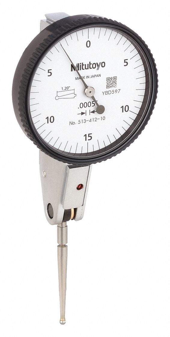 HORIZONTAL DIAL TEST INDICATOR, HORIZONTAL, 0 TO 0.03 IN RANGE, 0-15-0 DIAL READING