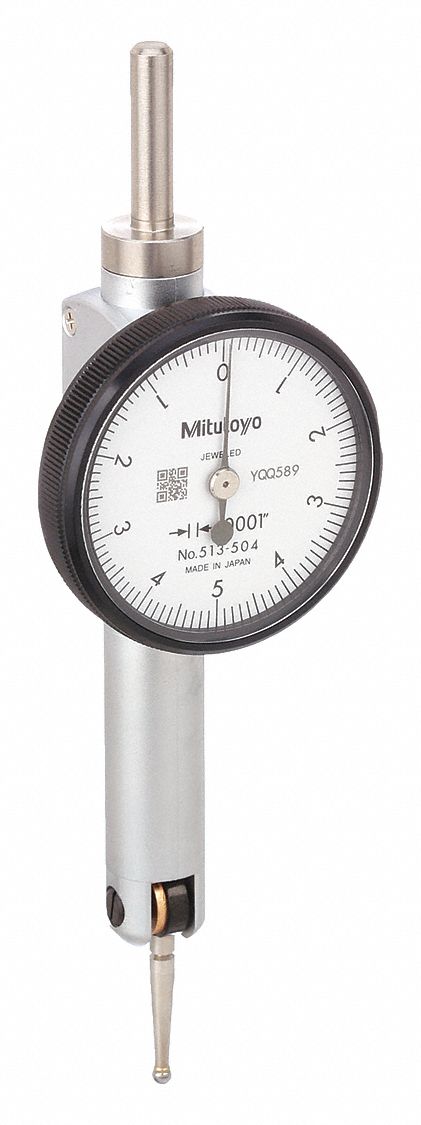 Horizontal Dial Test Indicator: 0 in to 0.01 in, Horizontal, Inch, +/- 0.0002 in