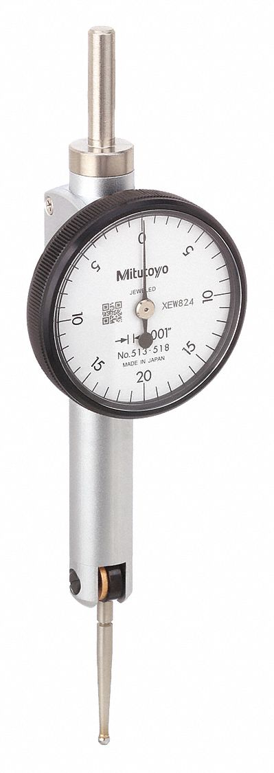 Horizontal Dial Test Indicator: 0 in to 0.04 in, Horizontal, Inch, +/- 0.001 in