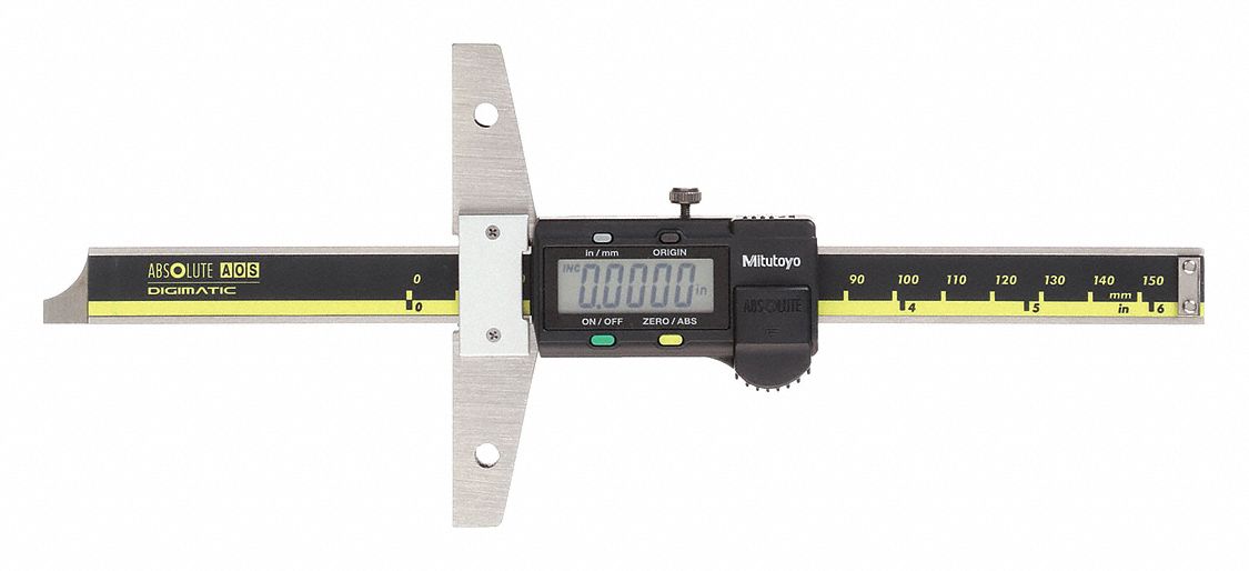 BLADE-STYLE DIGITAL DEPTH GAUGE, 0 TO 6 IN/0 TO 15MM RANGE, IP67, FULL BASE, CABLE
