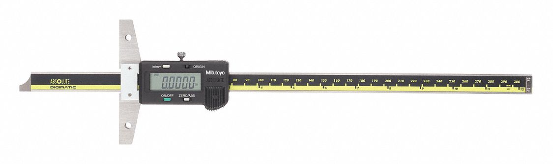 BLADE-STYLE DIGITAL DEPTH GAUGE, 0 TO 12 IN/0 TO 30MM RANGE, IP67, FULL BASE, CABLE