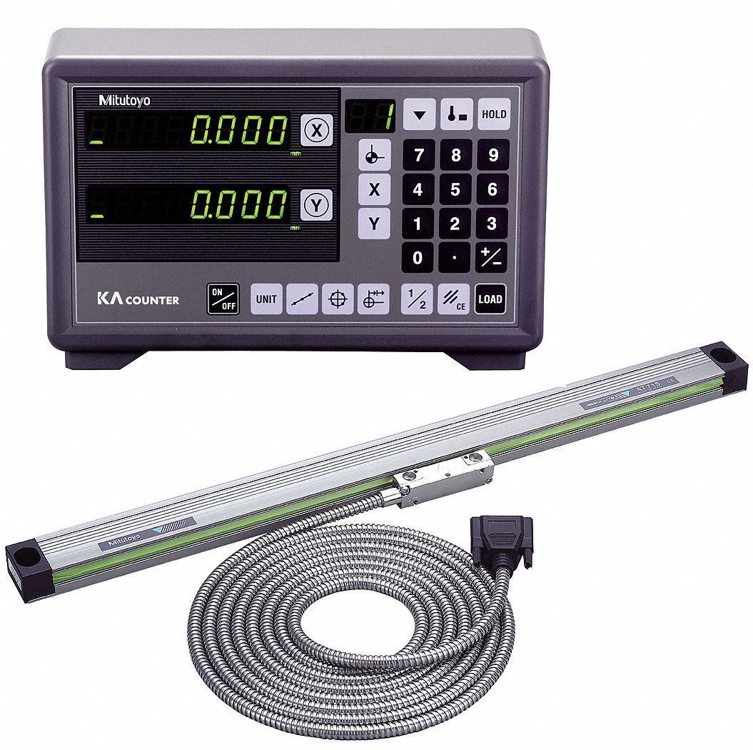 MITUTOYO, 36 in x 12 in Effective Range, IP67, Digital Readout Scale ...