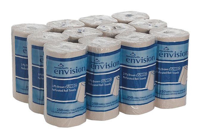 Paper Towel Roll: Brown, 11 in Roll Wd, 230 ft Roll Lg, 8 7/8 in Sheet Lg, 12 PK