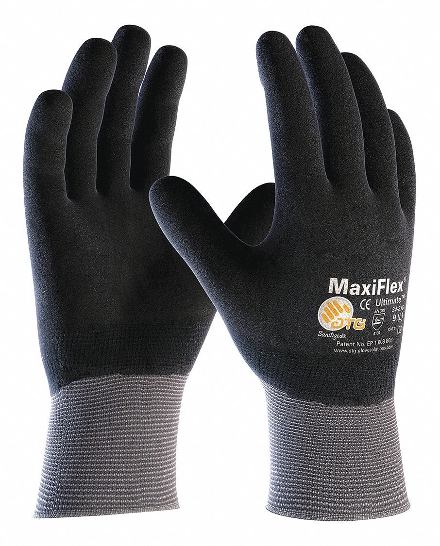 COATED GLOVES,GREY,SZ L,PK12