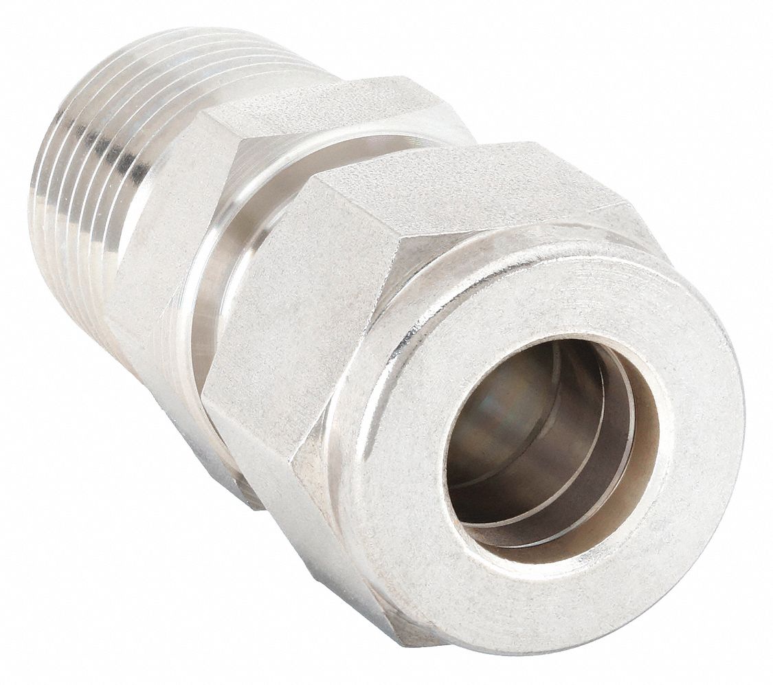 Compression Fitting Adapter: 10 mm OD x 3/8 in Pipe Fitting Size, Compression x MNPT