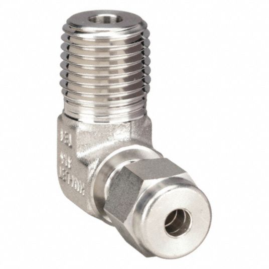 Stainless Steel Compression Fittings - 90 Degree Male Elbow - 1/2T x 1/2  MNPT