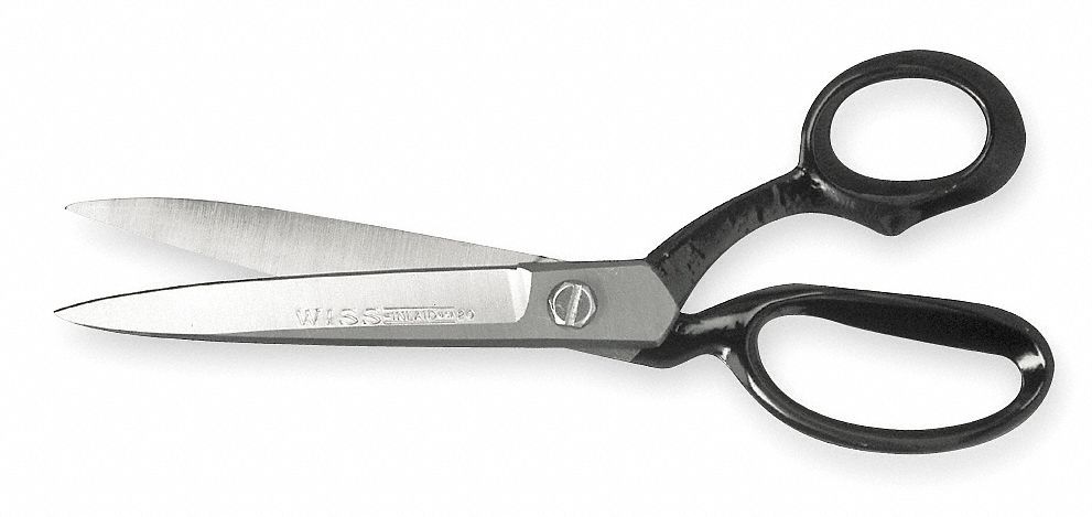 Industrial Shears: Right-Hand, 12 1/2 in Overall Lg, Straight, Steel, Pointed, Black