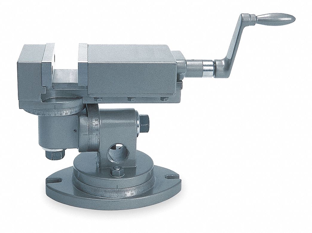 DAYTON Machine Vise, Universal, Swivel Base, 4 in Jaw Opening (In.), 4 in Jaw Width (In