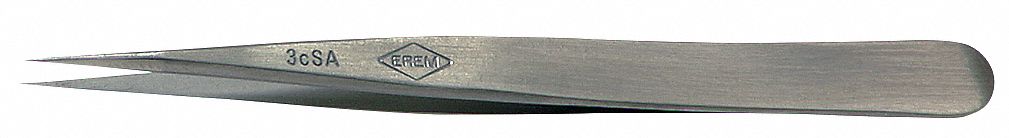 TWEEZERS, STAINLESS STEEL, POINT, STRAIGHT TIP, 0.38 MM TIP THICK