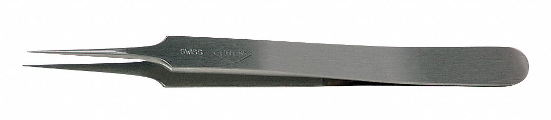 TWEEZERS, STAINLESS STEEL, POINT, STRAIGHT TIP, 0.28 MM TIP THICK