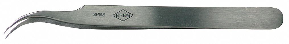 TWEEZERS, STAINLESS STEEL, POINT, CURVED TIP, 0.41 MM TIP THICK, CURVED