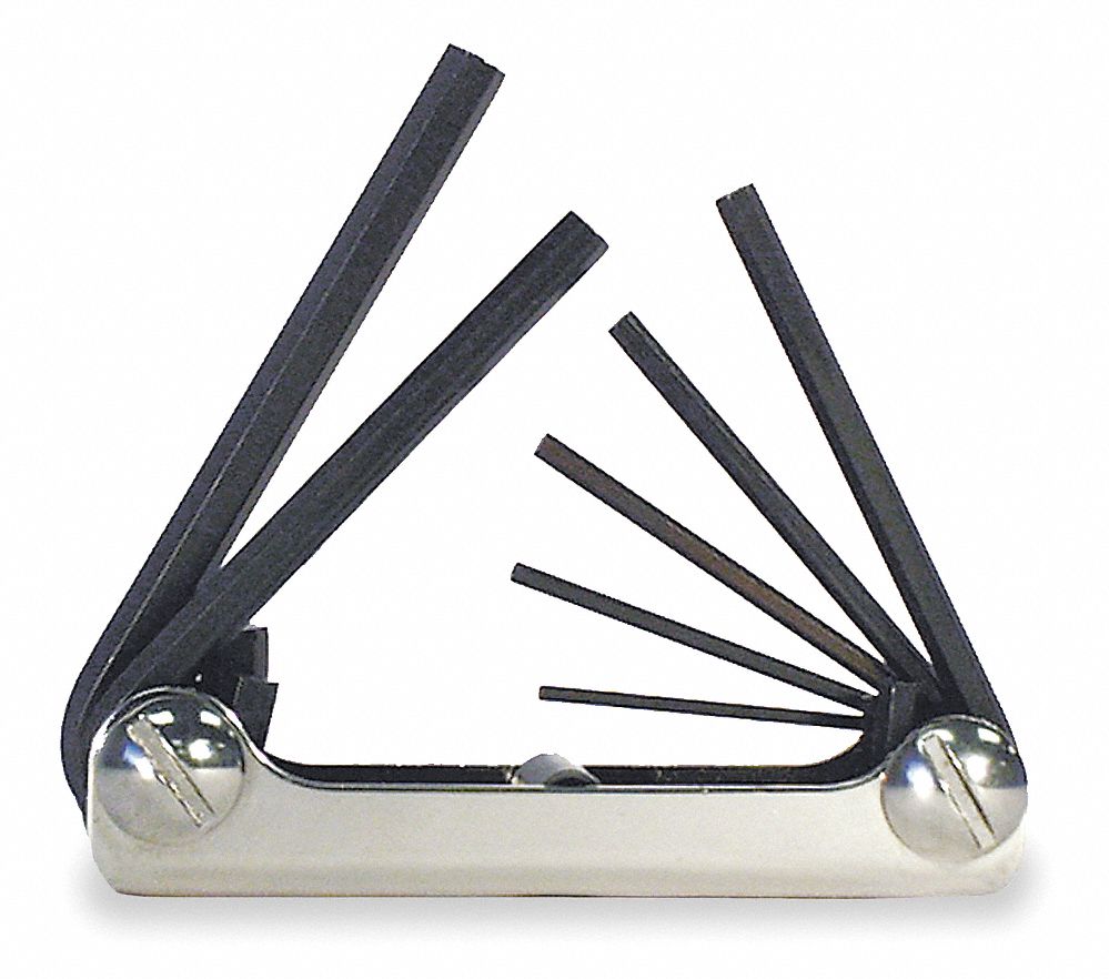 Hex Key Set: 1 - 5 Pieces, Fold-Up Hex, Folding, Metric, Std End, Short, 1 Pieces, 7 Tips