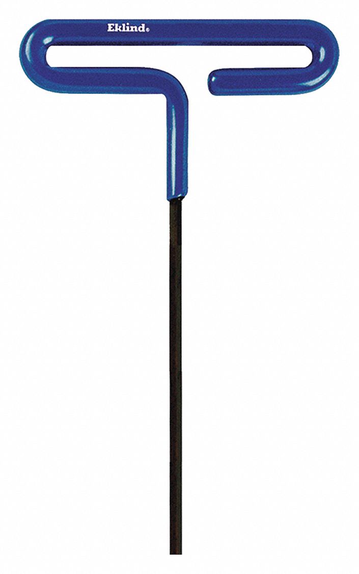 HEX KEY, ALLOY STEEL, 3 IN BLUE PLAIN PLASTIC HANDLE, 2 MM TIP, CUSHION GRIP, METRIC, BLACK OXIDE, T KEY SHAPE, L