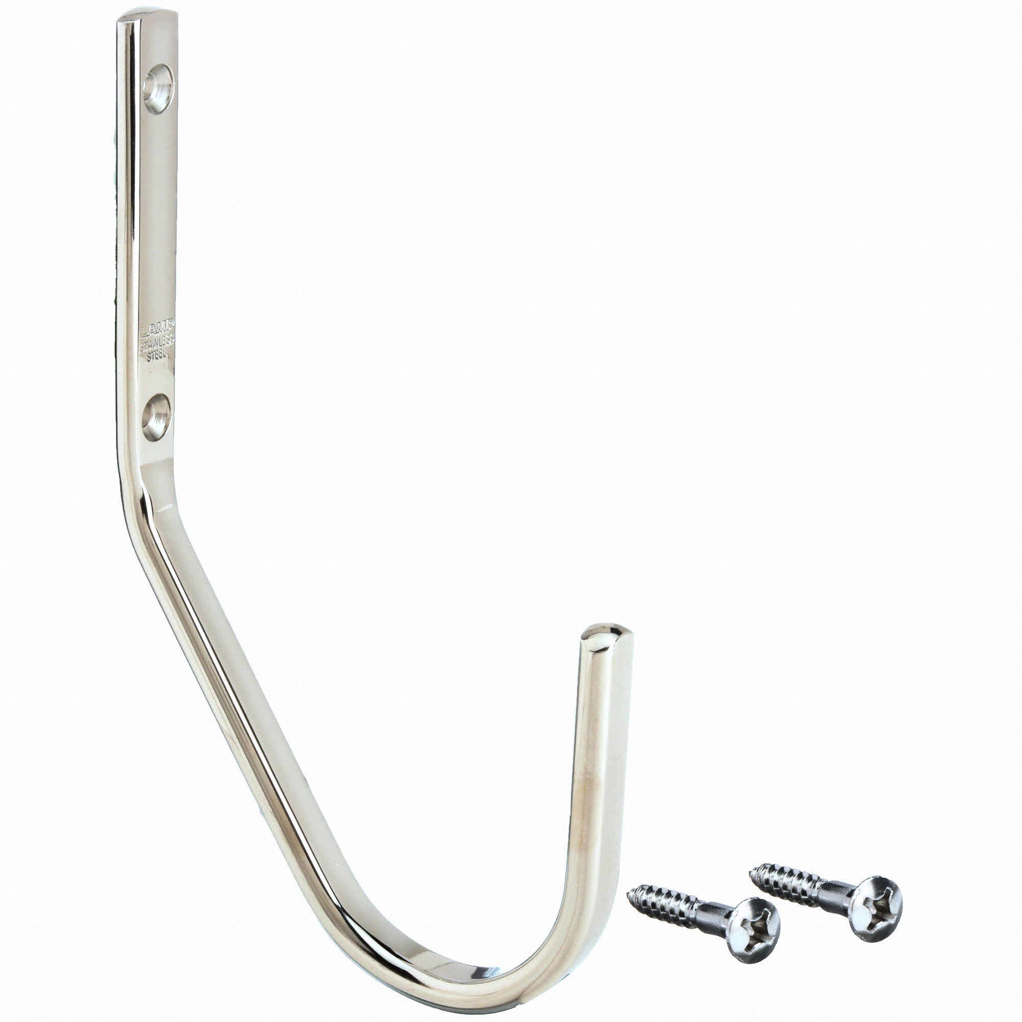 SUGATSUNE Screw Mount Utility Hook, 1 Hook(s), Stainless Steel, 1 EA