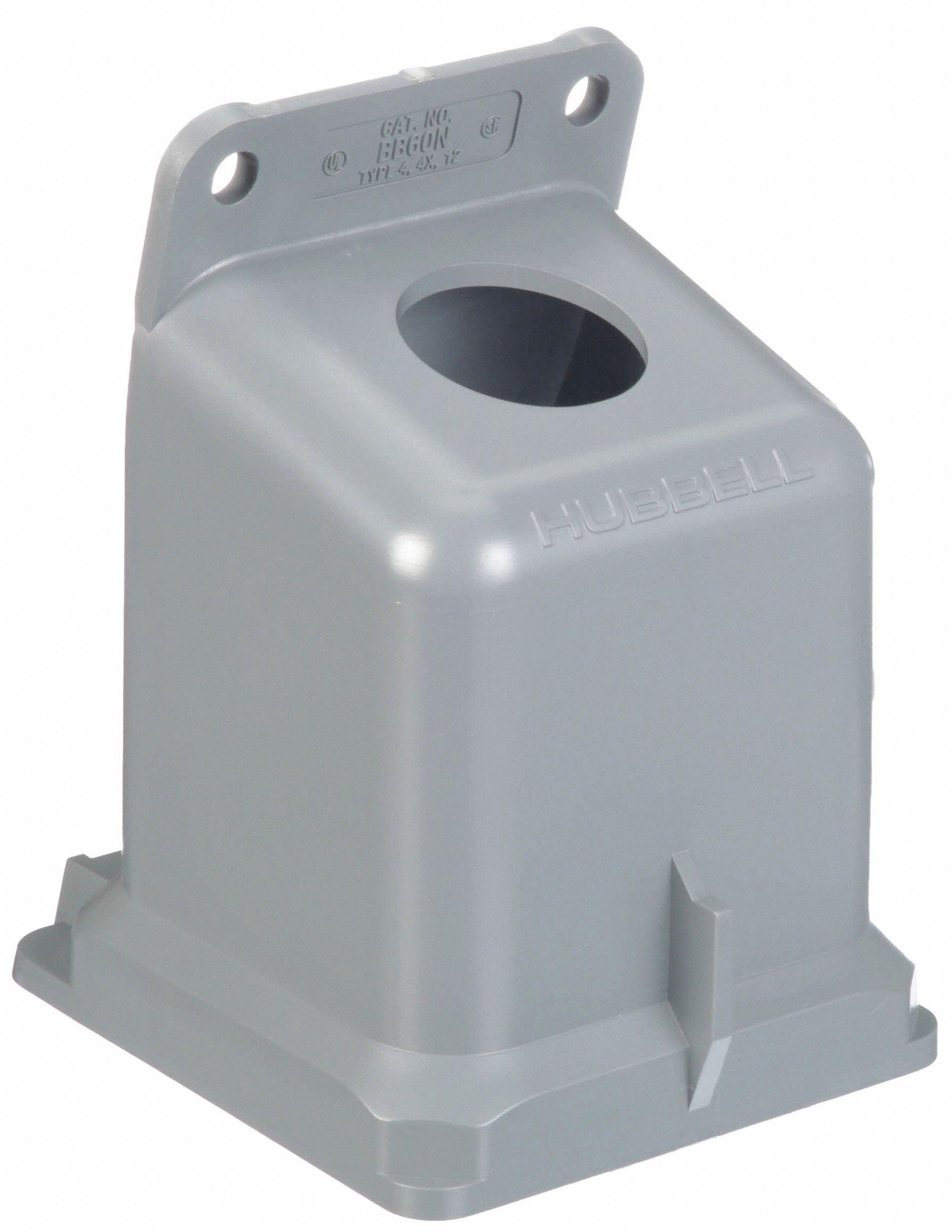 ANGLE BACK BOX, 60/63 A, DEAD END, 1¼ INHUB DIAMETER, THERMOPLASTIC