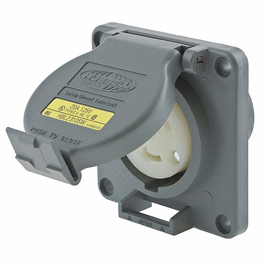 Watertight Locking Receptacle: 20, L5-20R, 2 Poles, 3 Wires, 1 Phase