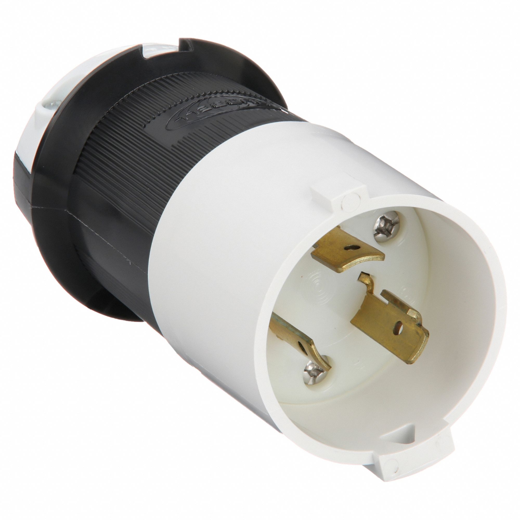 LOCKING PLUG, L6-20P, 250V AC, 20 A, 2 POLES, BLACK/WHITE, SCREW TERMINALS, SHROUDED