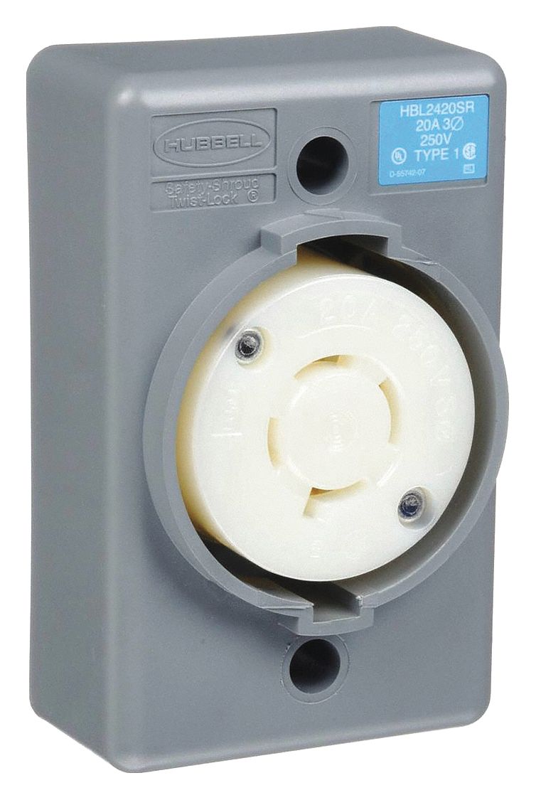 L15-20R, 20 A, Locking Receptacle - 4CT93|HBL2420SR - Grainger