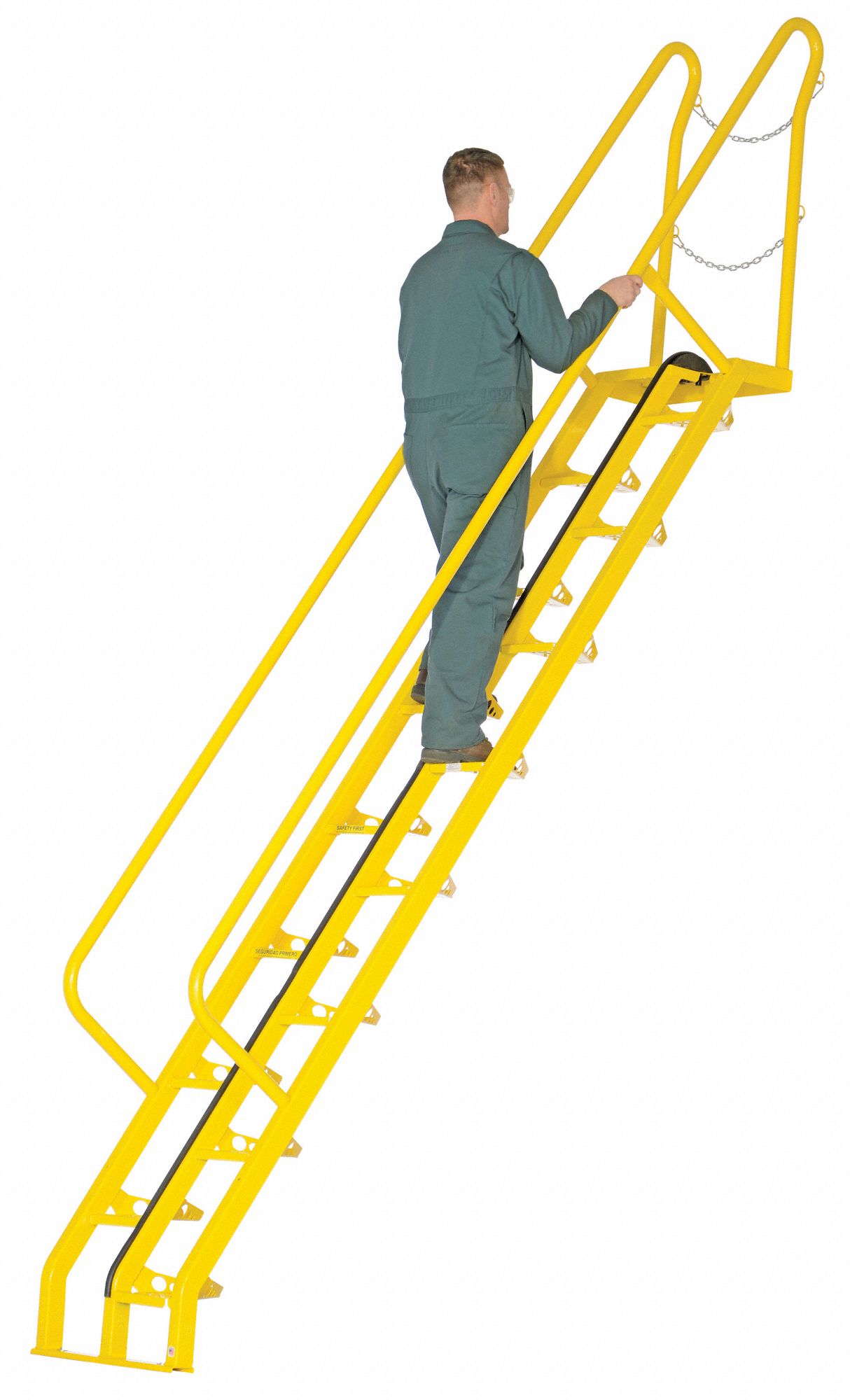 VESTIL Steel Alternating Tread Stairs, 120 in Top Step Height, 350 lb Load Capacity, Perforated