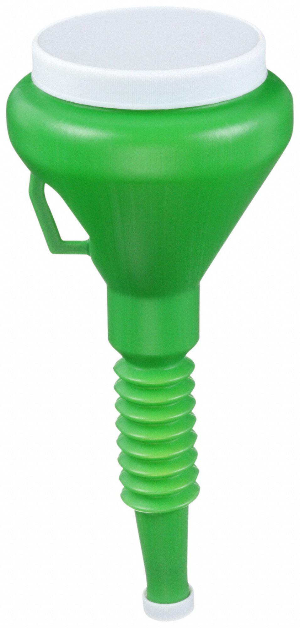 CAPPED FUNNEL, POLYETHYLENE, 48 FL OZ CAPACITY, 4 IN OVERALL DIAMETER, 13½ IN OVERALL H, GREEN