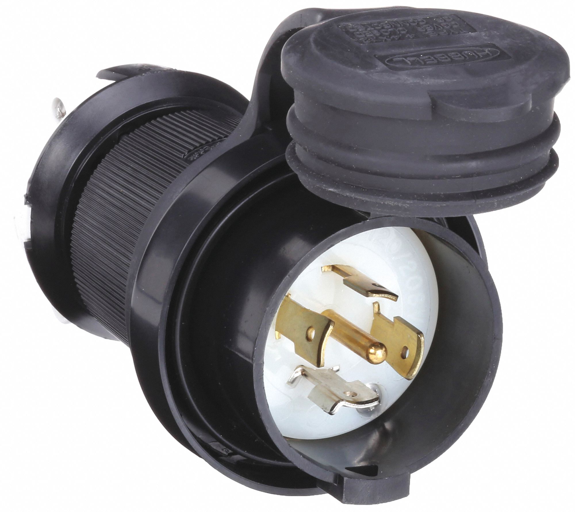 WATERTIGHT LOCKING PLUG, L21-20P, 20 A, 120/208V AC, BLACK/WHITE, 4 POLES