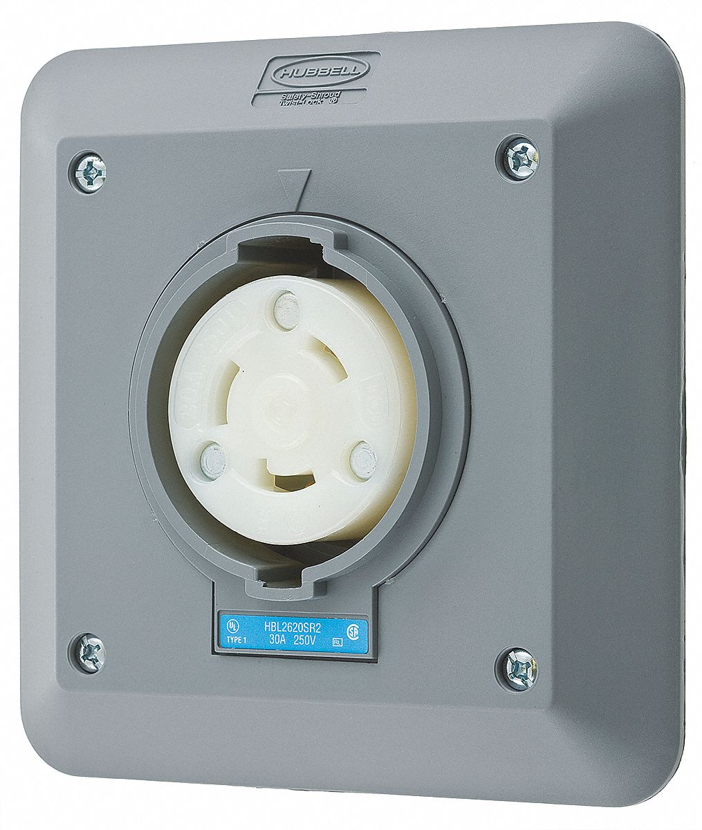 HUBBELL WIRING DEVICE-KELLEMS Gray Locking Receptacle, 30 ... nema l5 30r receptacle wiring 