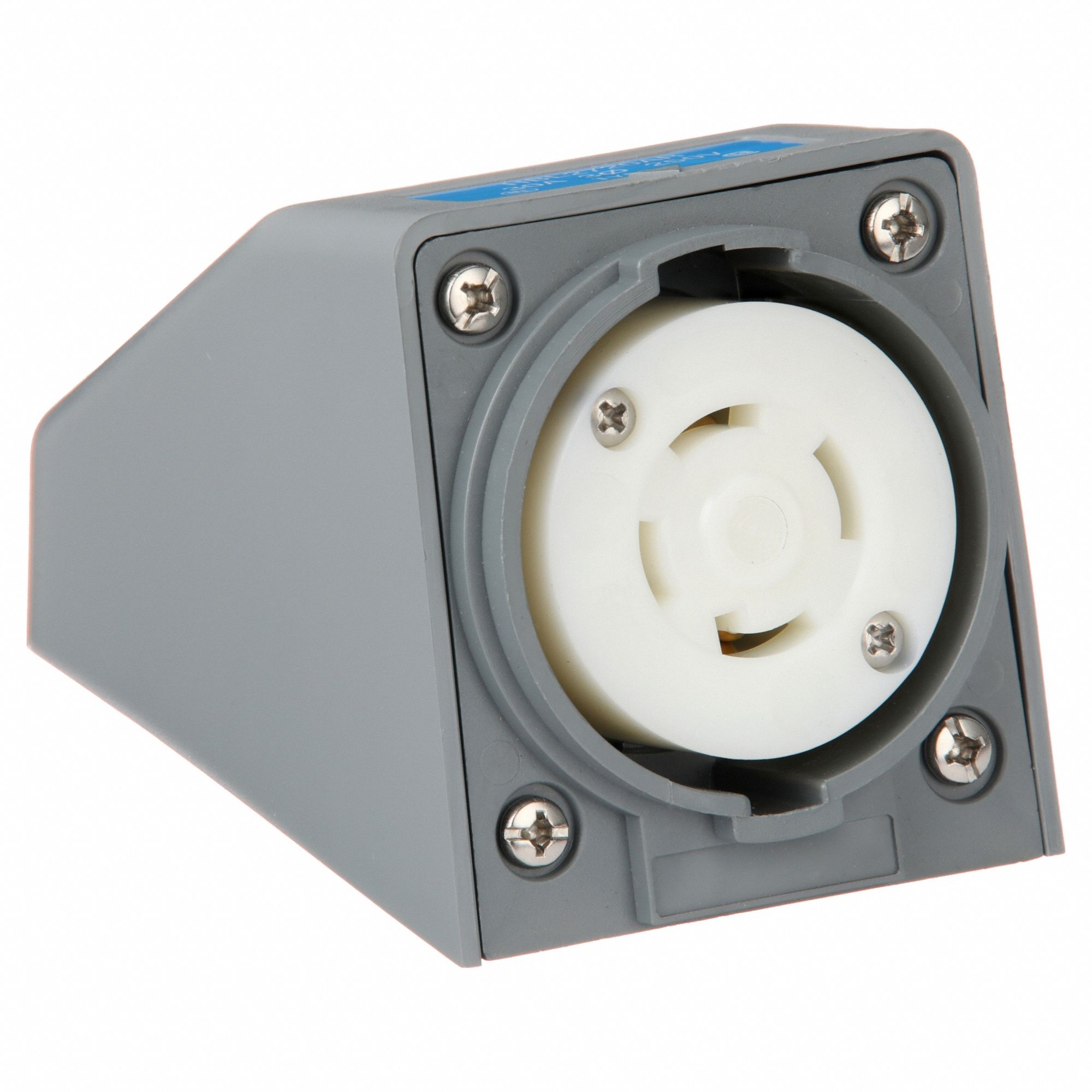 ANGLE LOCKING RECEPTACLE, L15-30R, 30 A, 250V AC, GREY, 3 POLES, SHROUDED
