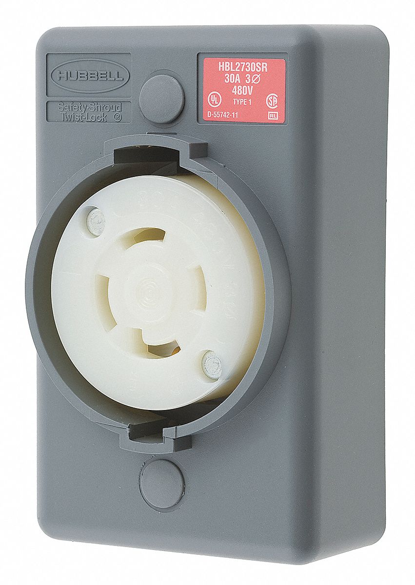 HUBBELL WIRING DEVICEKELLEMS Locking Receptacle 30, L1630R, 3 Poles
