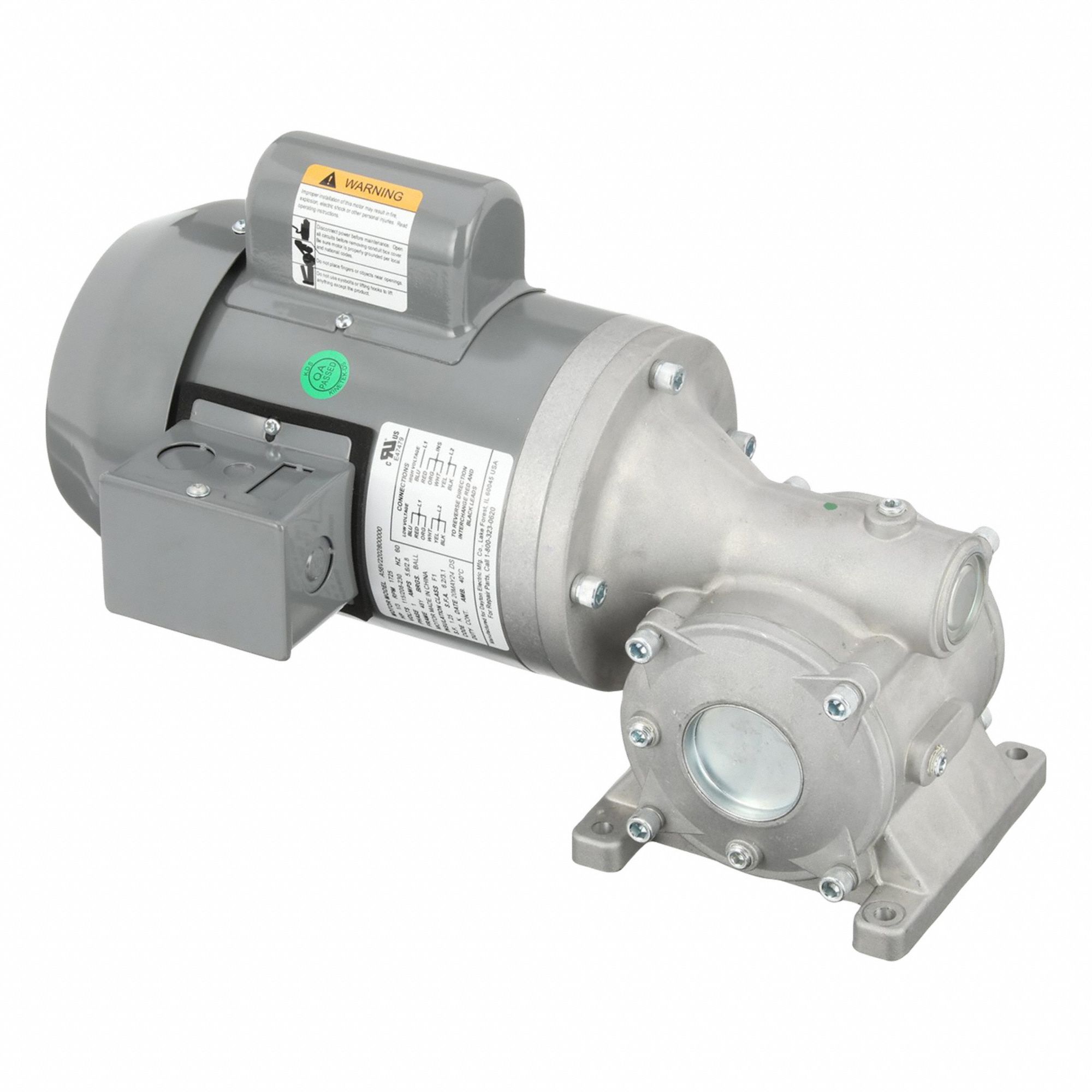 AC Gearmotor: Right Angle, Single Output Shaft, Capacitor-Start, TEFC, 45 RPM, 0.33 hp Input
