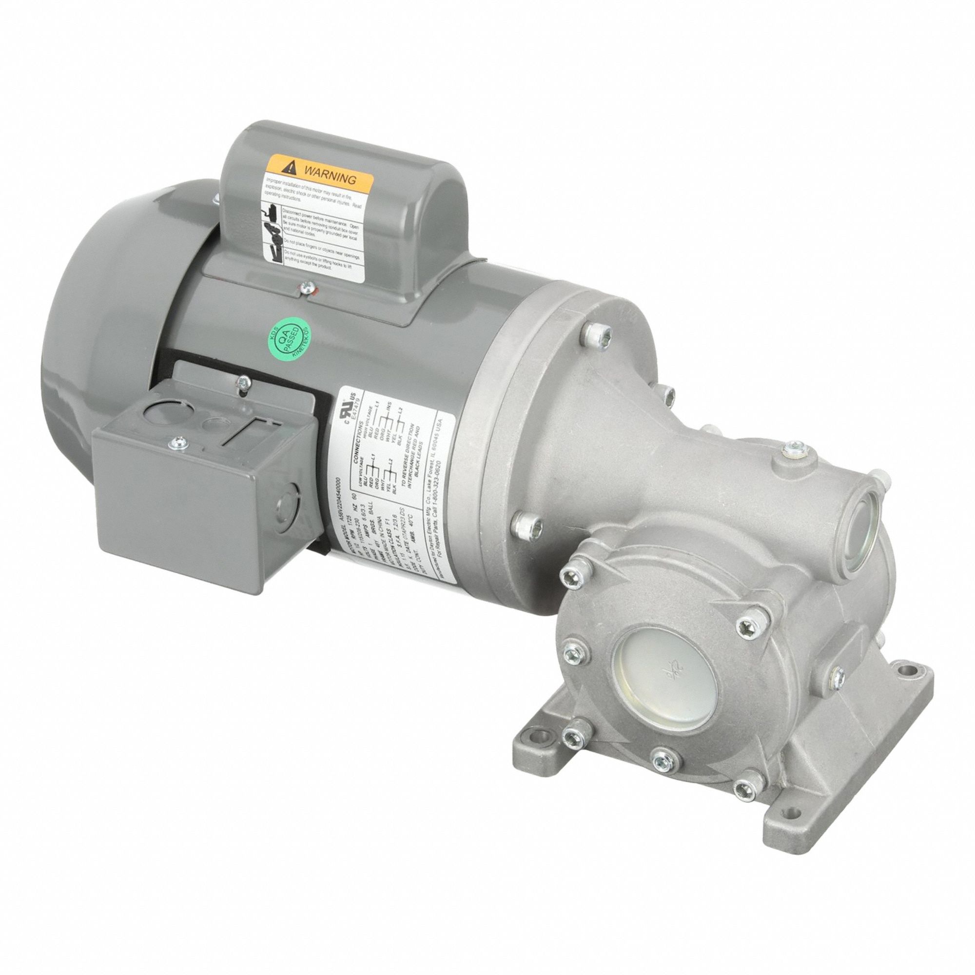 AC Gearmotor: Right Angle, Single Output Shaft, Capacitor-Start, TEFC, 155 RPM, 0.5 hp Input