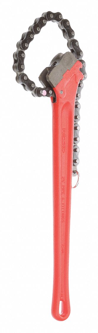 CHAIN WRENCH, FOR 5 IN OUTSIDE DIA, 20¼ IN CHAIN L, 18 IN HANDLE L, ALLOY STEEL, STEEL