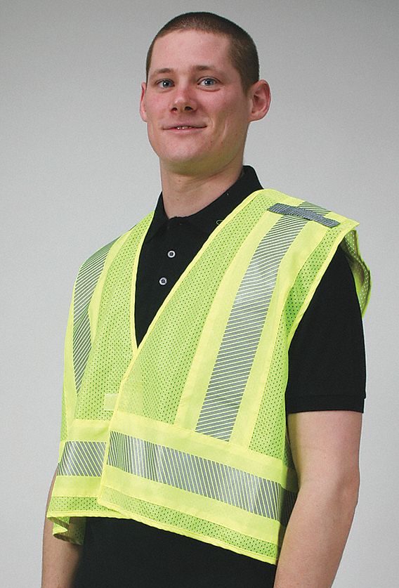 PUBLIC SAFETY VEST, 3XL, LIME, POLYESTER, HOOK & LOOP CLOSURE