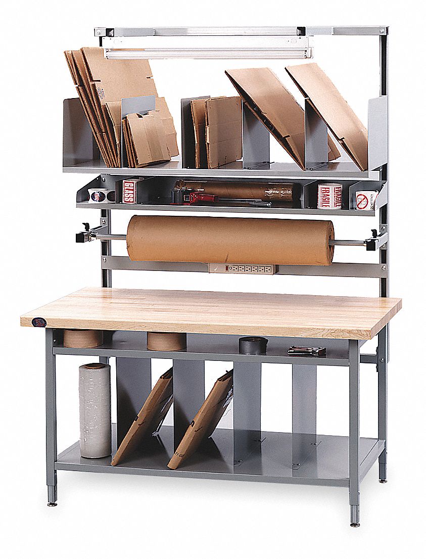 PACKING TABLE, 60 IN X 34 IN X 90 IN, 750 LB WT CAPACITY, 30 IN MIN TABLETOP H, PLASTIC LAMINATE