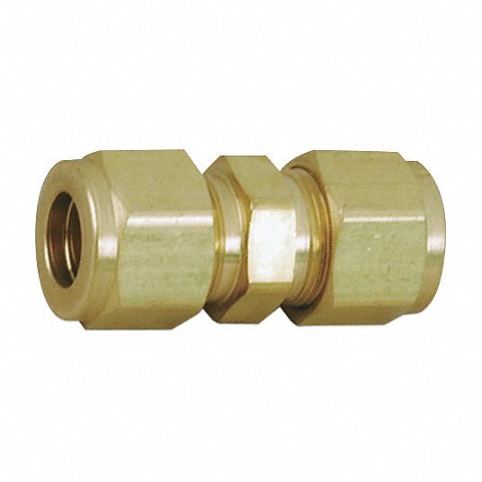 PARKER Reducing Union: Brass, For 3/8 in x 1/4 in Tube OD, Compression ...