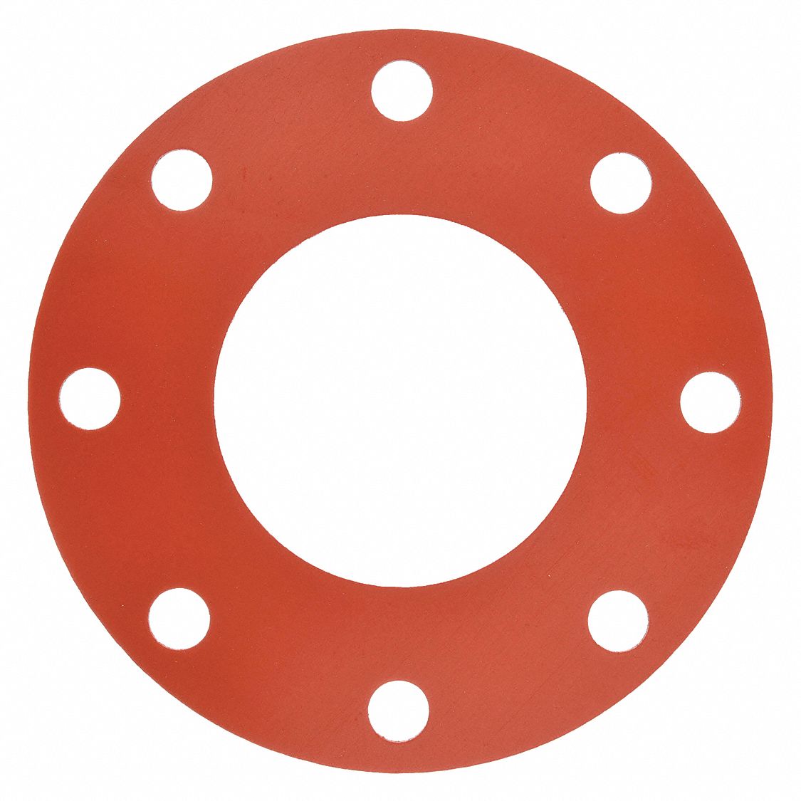 FULL FACE FLANGE GASKET: CLASS 150, SILICONE, FOR 4 IN PIPE, ⅛ IN THICK, 4½ IN ID, RED