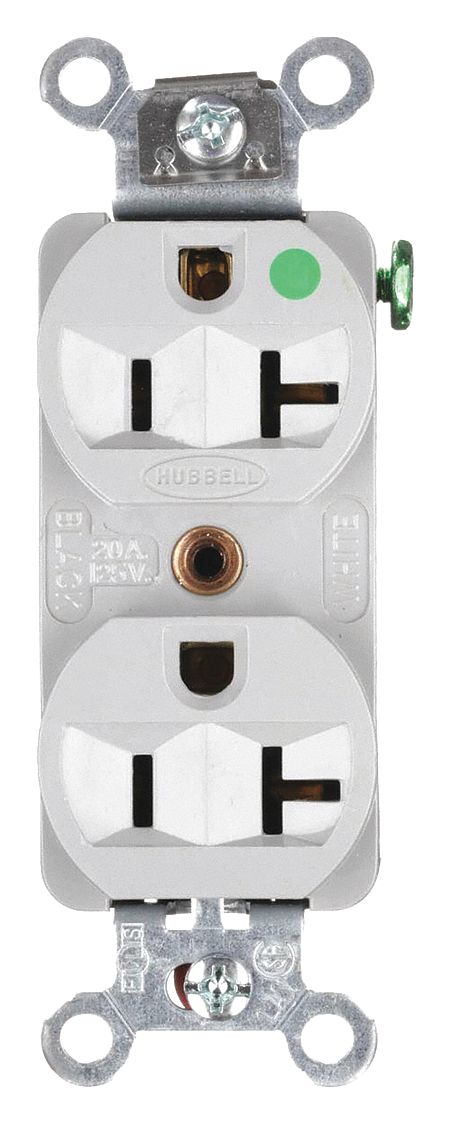 RECEPTACLE, 5-20R, 20 A, 125V AC, GREY, 2 POLE/3 WIRE POLES AND WIRES, SCREW TERMINALS