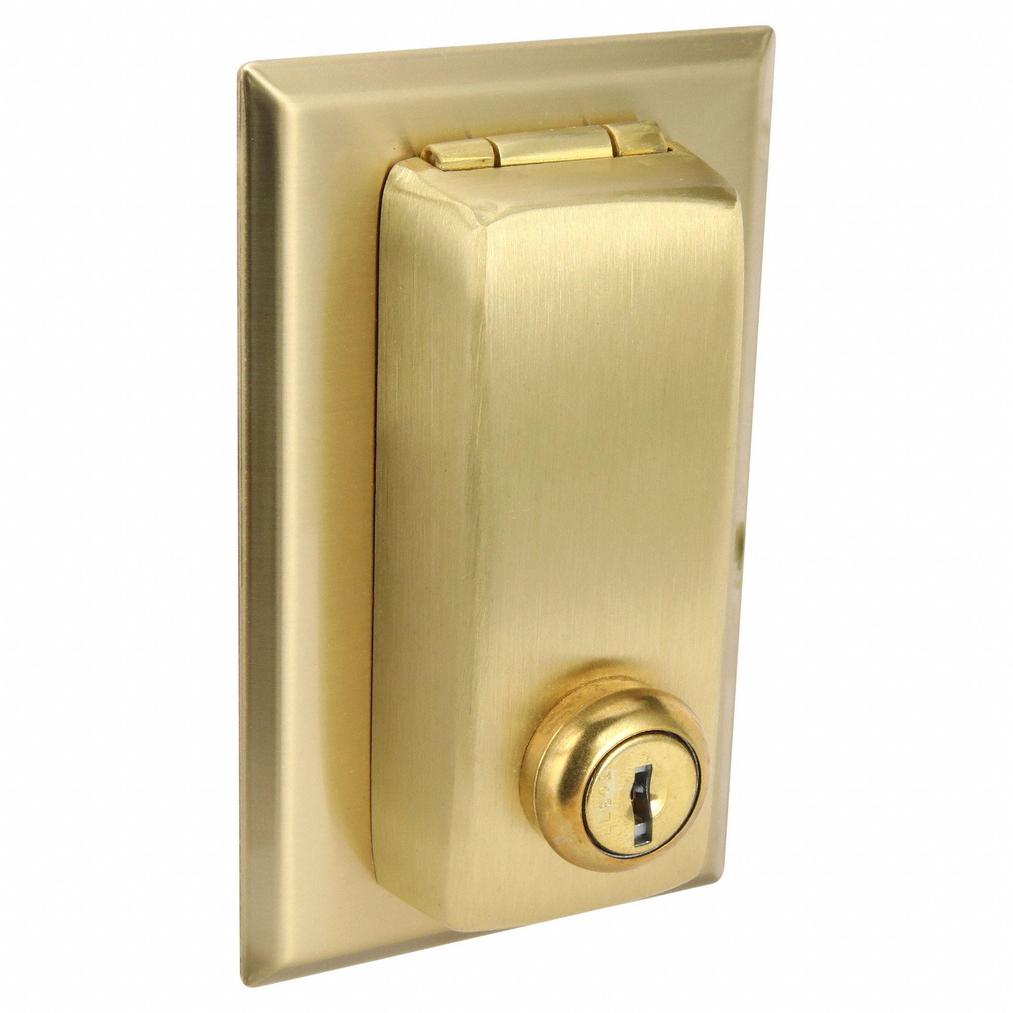 SINGLE RECEPTACLE WALL PLATE, SINGLE CIRCULAR OPENING, BRASS, 1 OUTLET OPENING