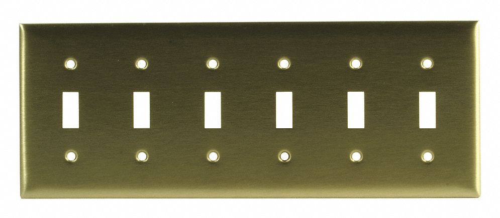 Toggle, Brass, Toggle Switch Wall Plate - 4D156|SB6 - Grainger