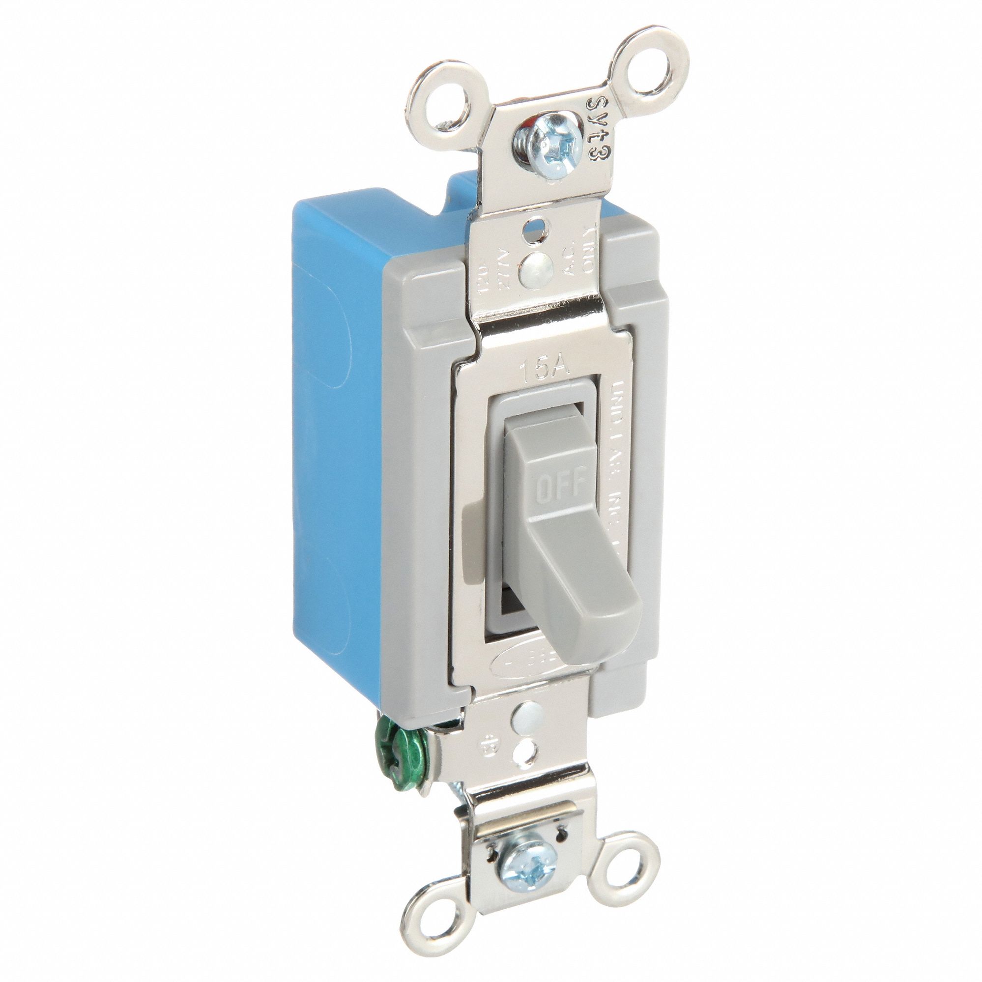 Wall Switch: Toggle Switch, Single Pole, Gray, 15 A, 120/277V AC, Screw Terminals