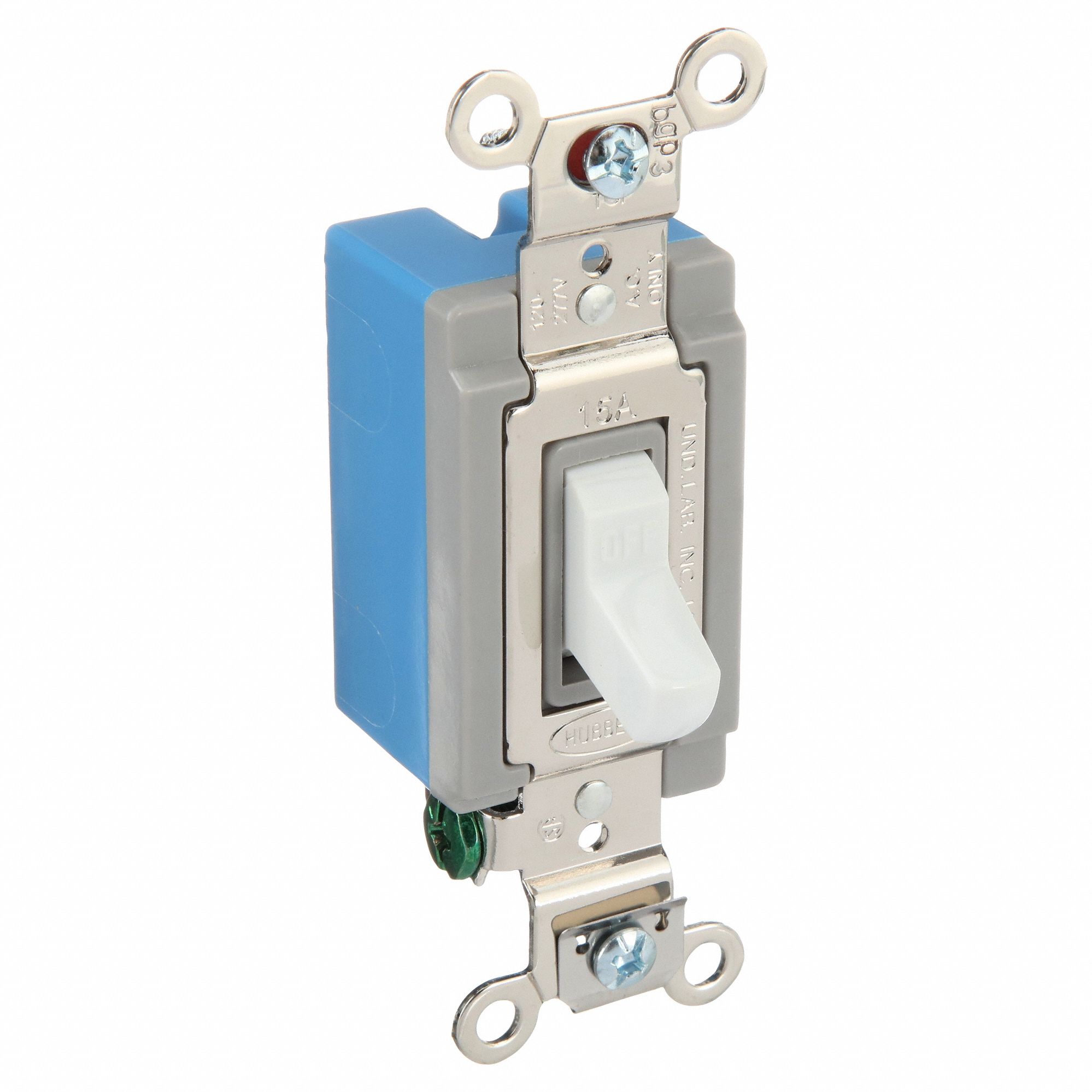 Wall Switch: Toggle Switch, Single Pole, White, 15 A, 120/277V AC, Screw Terminals
