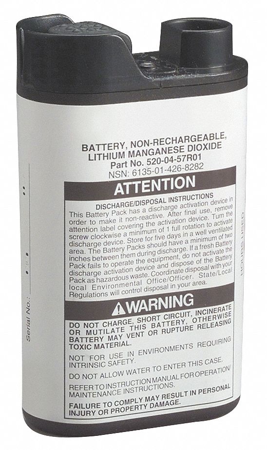 BATTERY PACK, LITHIUM, DISPOSABLE, 12 HOURS, 32 °  TO 120 °  F, PRECHARGED, 1/CASE, NIOSH