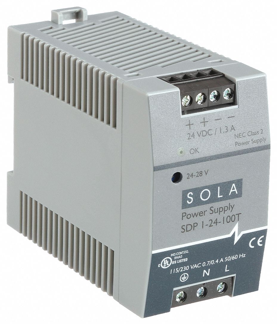 DC POWER SUPPLY, DIN RAIL, 30 W OUTPUT POWER-RATED, 1.3 A CURRENT OUTPUT, SINGLE PHASE