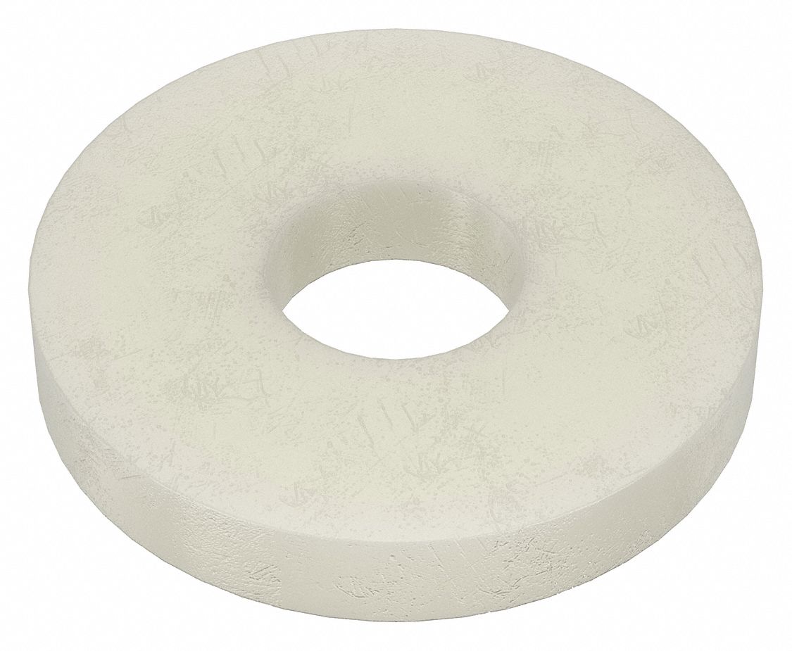 Flat Washer: Plastic, #5 Screw Sz, 0.14 in In Dia, 13/32 in Out Dia, 0.062 in Max Thick, 40 PK