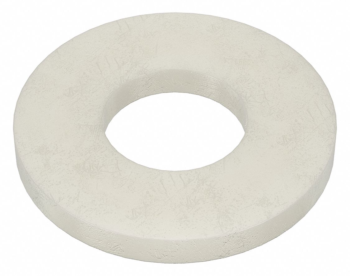FLAT WASHER, FOR #6 SCREW, NYLON, PLAIN FINISH, 0.14 IN ID, 5/16 IN OD, 40 PK