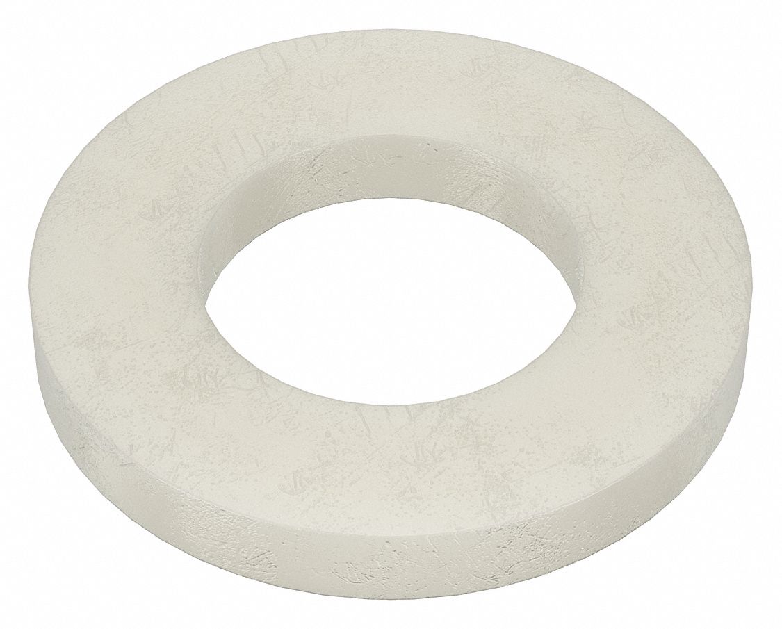 FLAT WASHER, FOR ¼ IN SCREW, NYLON, PLAIN FINISH, 0.252 IN INSIDE DIAMETER, 40 PK