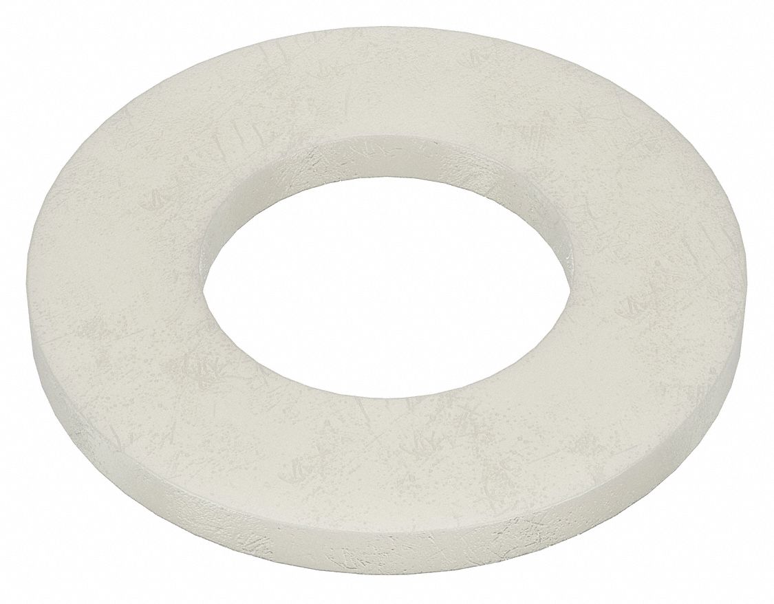 FLAT WASHER, FOR ⅜ IN SCREW, NYLON, PLAIN FINISH, 0.39 IN ID, ¾ IN OD, 40 PK